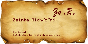 Zsinka Richárd névjegykártya